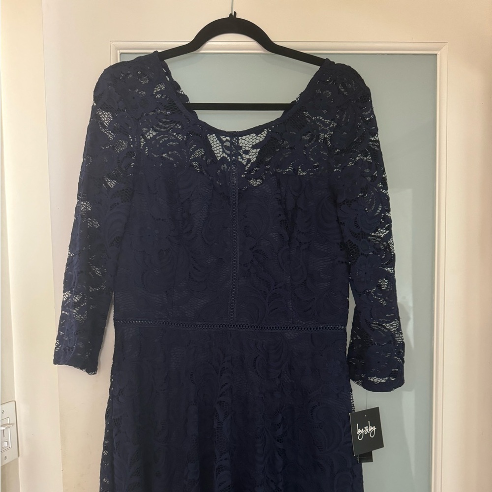 NWT By & By Blue Lacey Dress with Lining